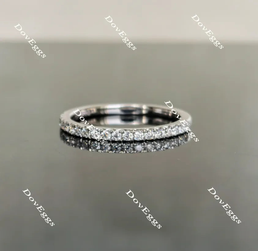 Doveggs half eternity pave moissanite/lab grown diamond guard ring/wedding band-1.8mm band width