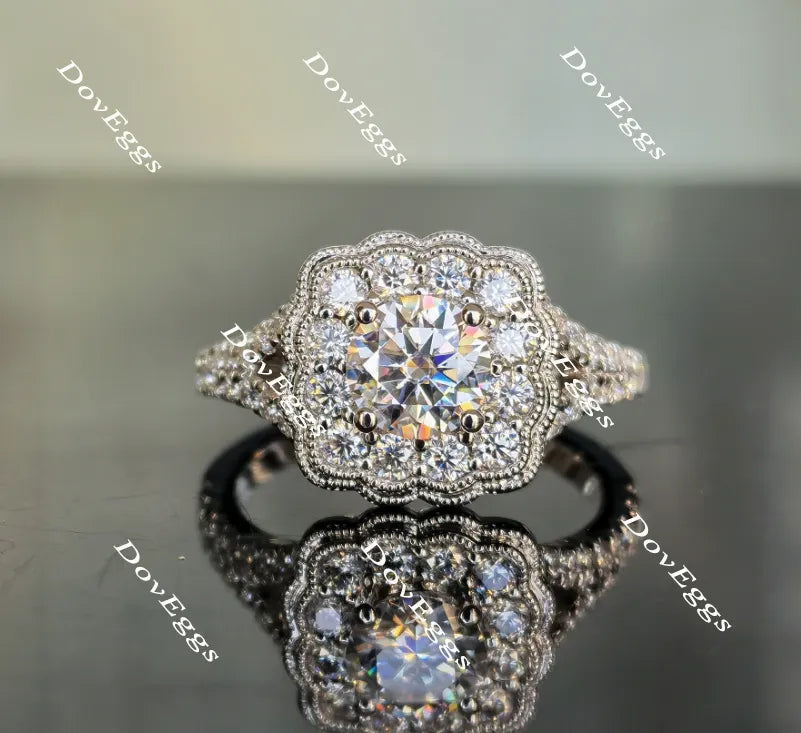 Doveggs round split shank halo moissanite engagement ring