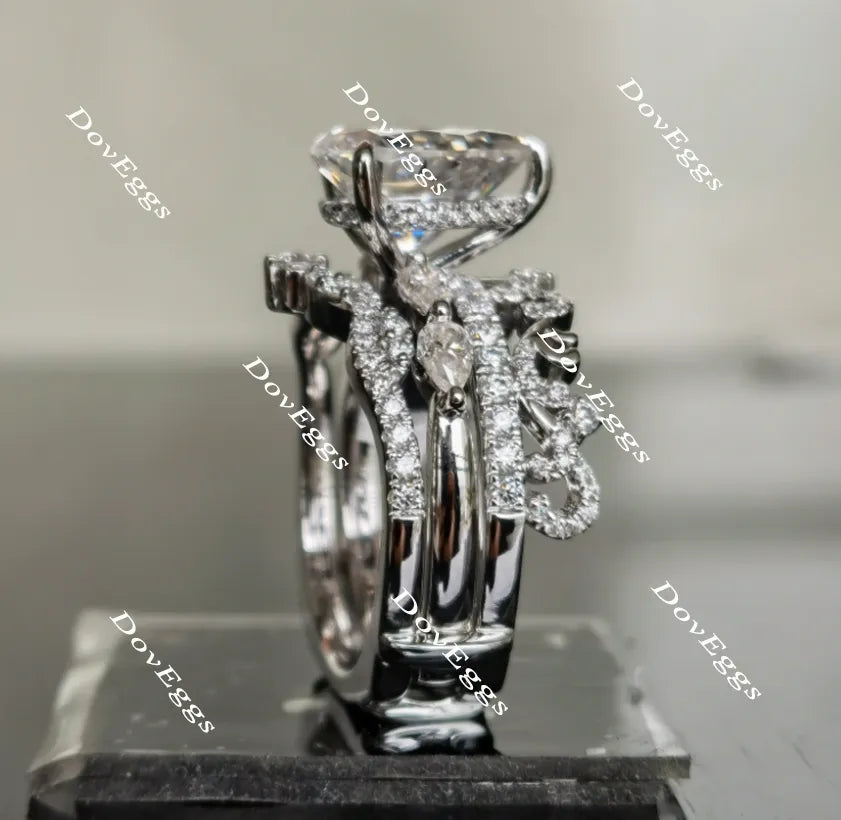 Doveggs round art deco moissanite/lab grown diamond enhancer/wedding band-5.6mm band width