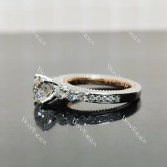 (size 4.5) Doveggs sterling silver with plated rose gold 1ct round moissanite engagement ring