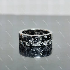 (size 5) Doveggs sterling silver 1.43cttw moissanite and black sapphire wedding band