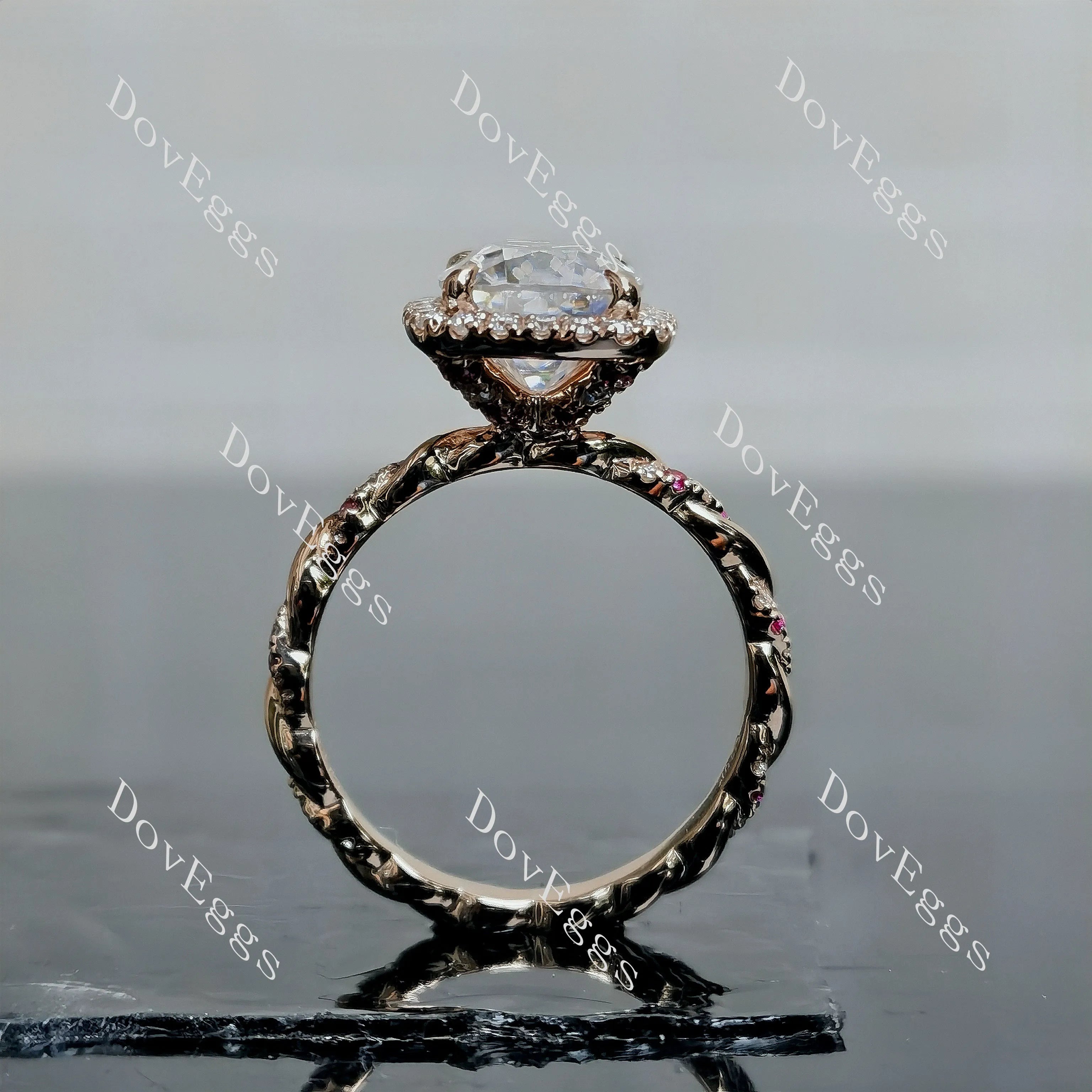 Doveggs Cushion pave halo moissanite engagement ring