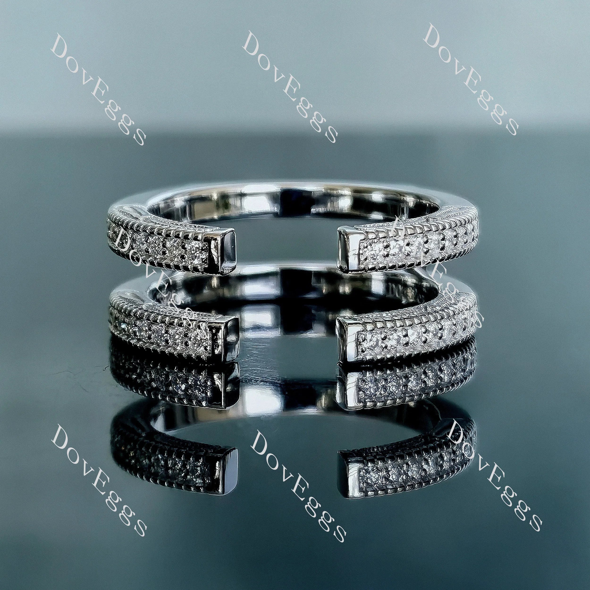 Doveggs round pave moissanite/lab grown diamond enhancer/wedding band-8.2mm band width