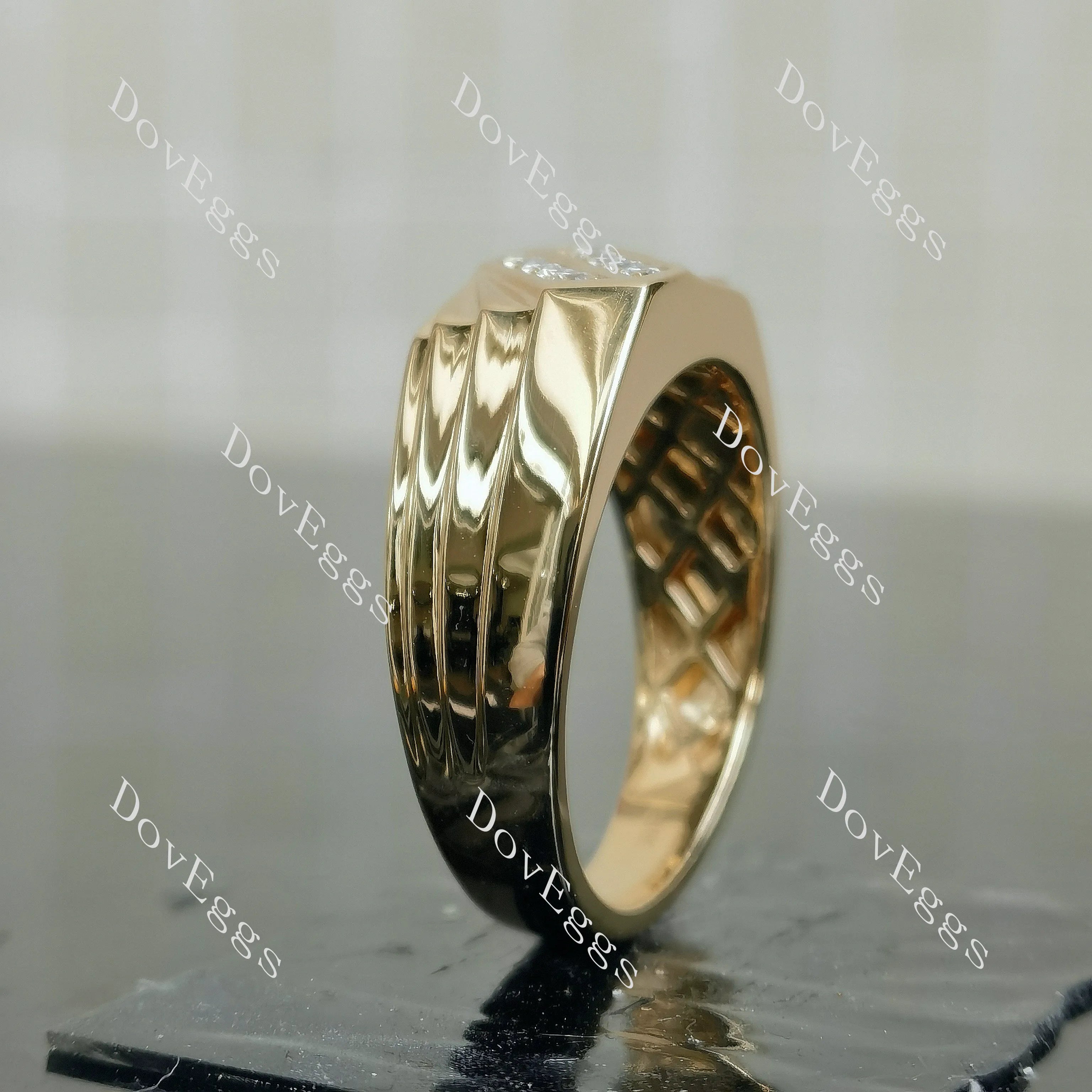 Doveggs round channel set moissanite/lab grown diamond wedding band-3.7mm band width