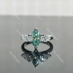 (size 4.75) Doveggs sterling silver 1ct marquise colored moissanite engagement ring