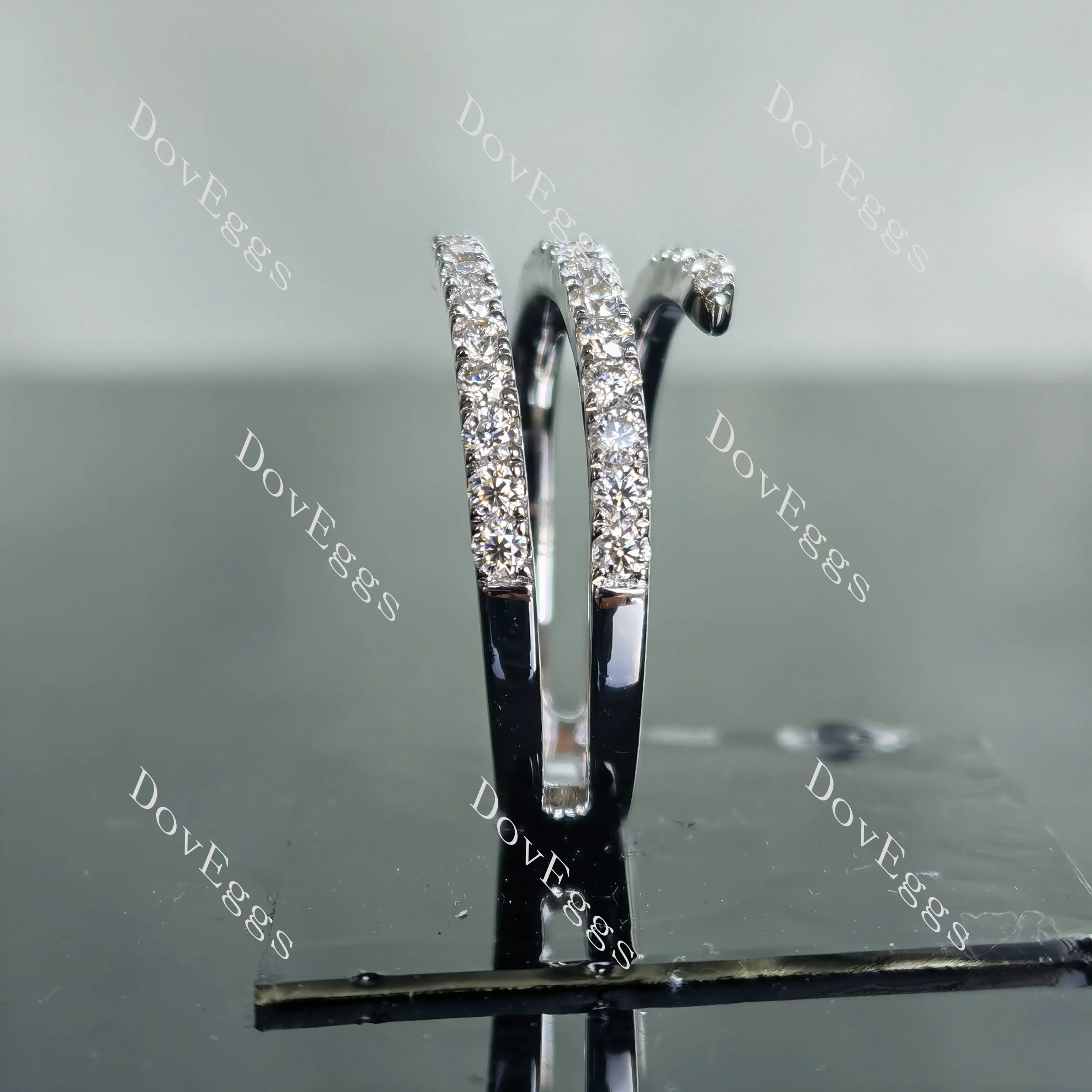 Doveggs round three line pave moissanite/lab grown diamond wedding band-5.3mm band width