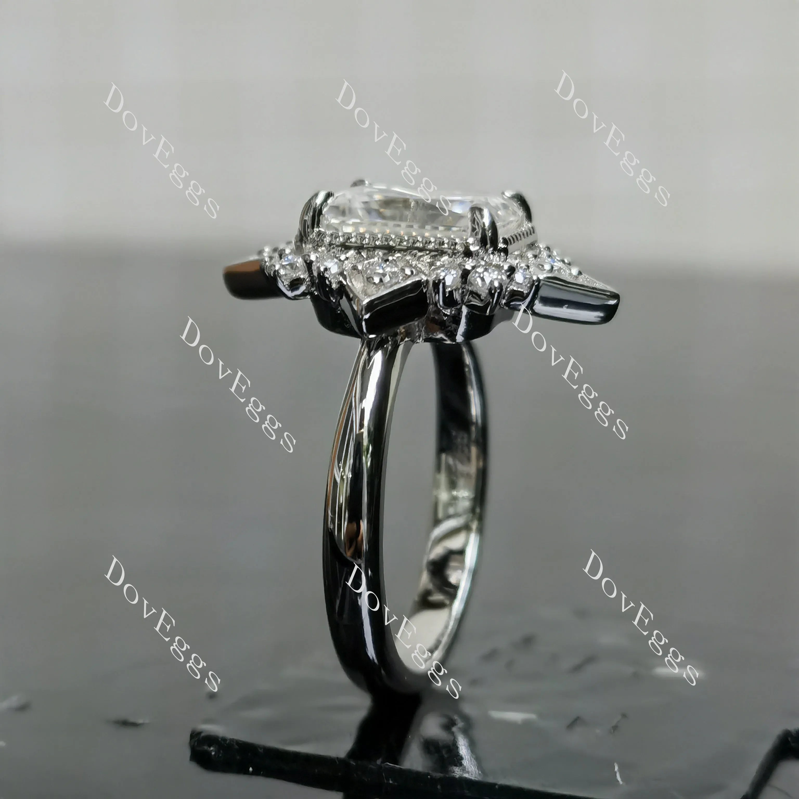 (size 6) Doveggs sterling silver 3ct radiant moissanite engagement ring