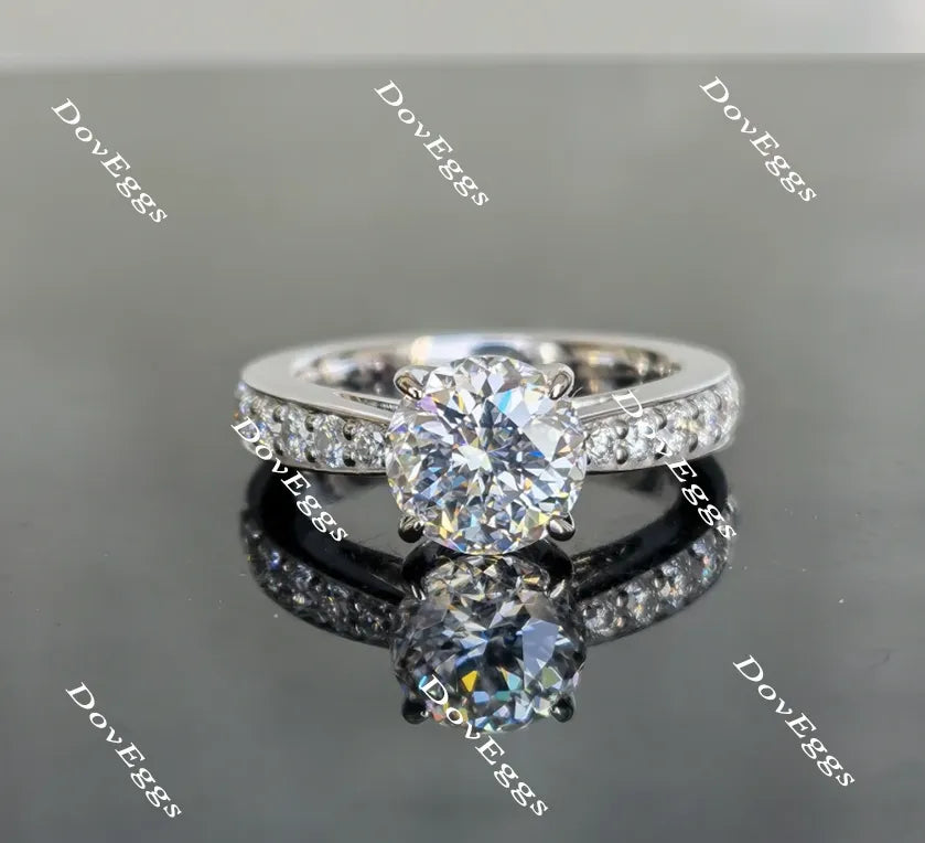 Doveggs round half eternity moissanite engagement ring