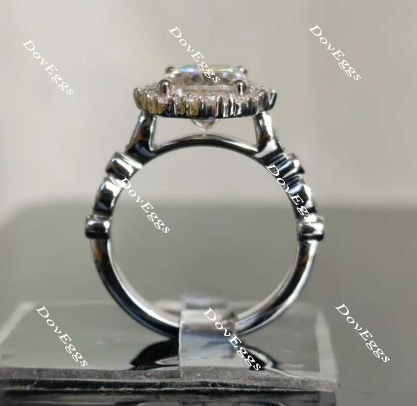 Doveggs cushion halo moissanite engagement ring