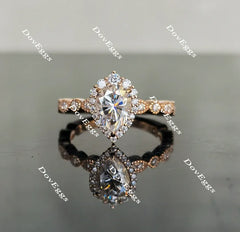 Doveggs art deco halo pear moissanite engagement engagement ring