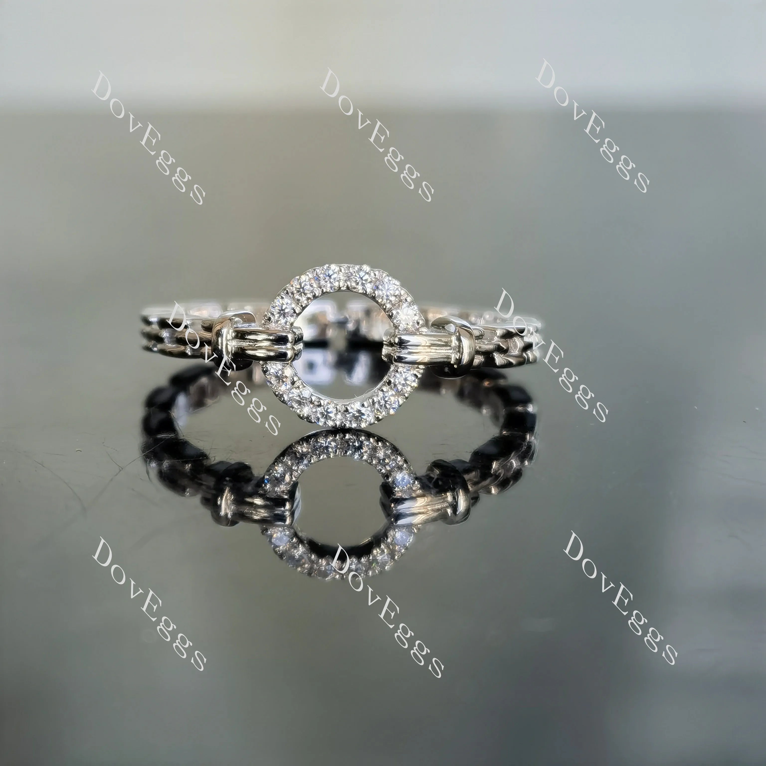 Doveggs round pave art deco moissanite/lab grown diamond wedding band-2.2mm band width