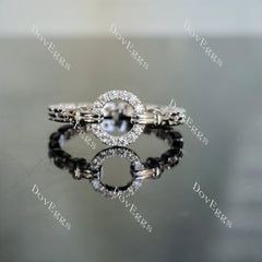 Doveggs round pave art deco moissanite/lab grown diamond wedding band-2.2mm band width