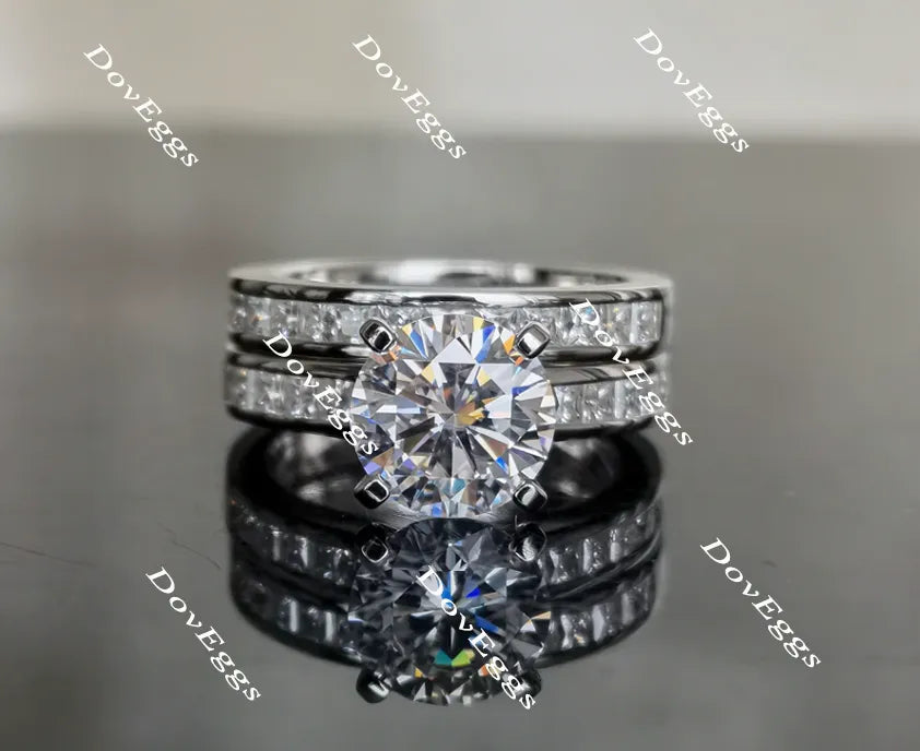 Doveggs princess channel set moissanite/lab grown diamond wedding band (wedding band only)-3mm band width