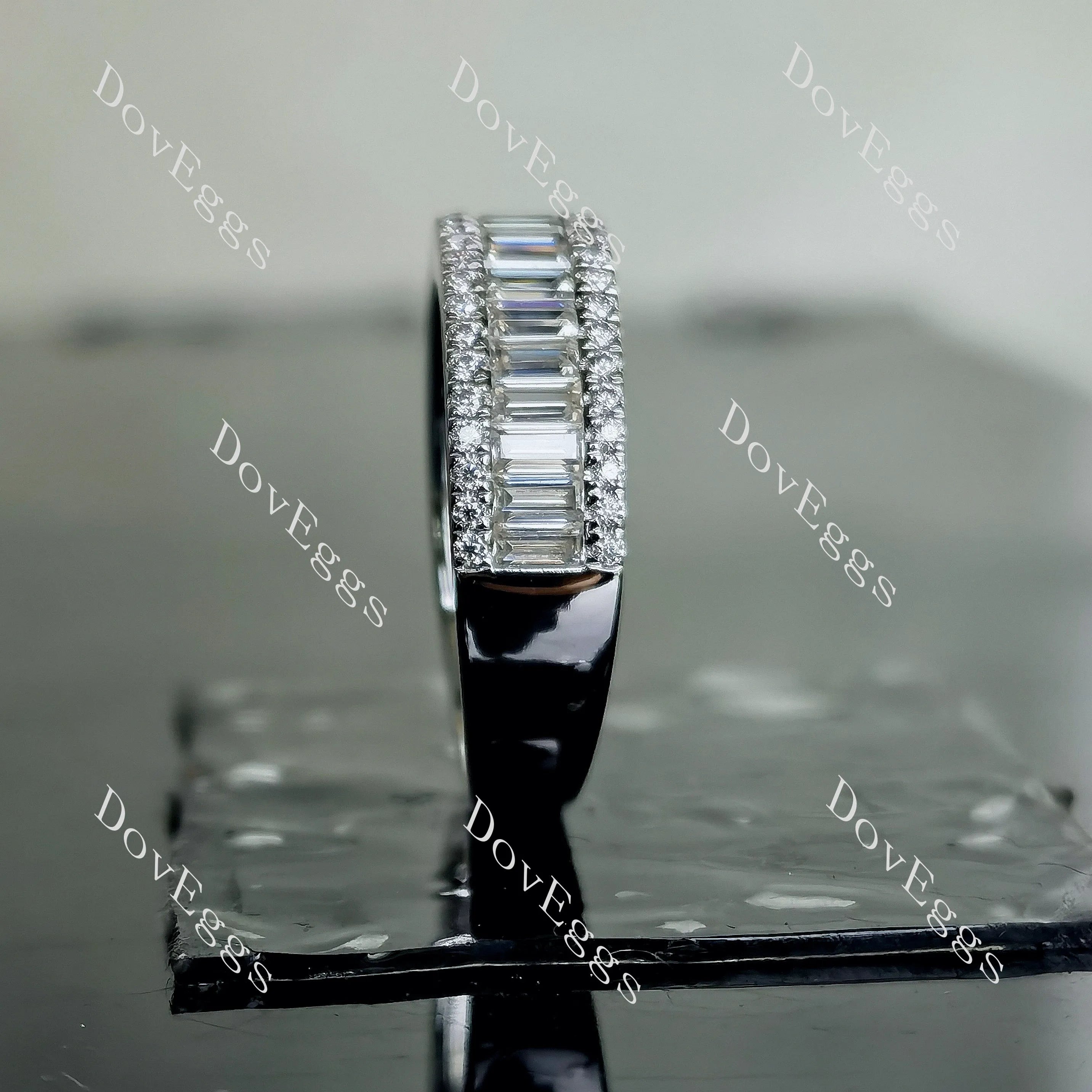 Doveggs half eternity channel set pave moissanite/lab grown diamond wedding band-3.0mm band width