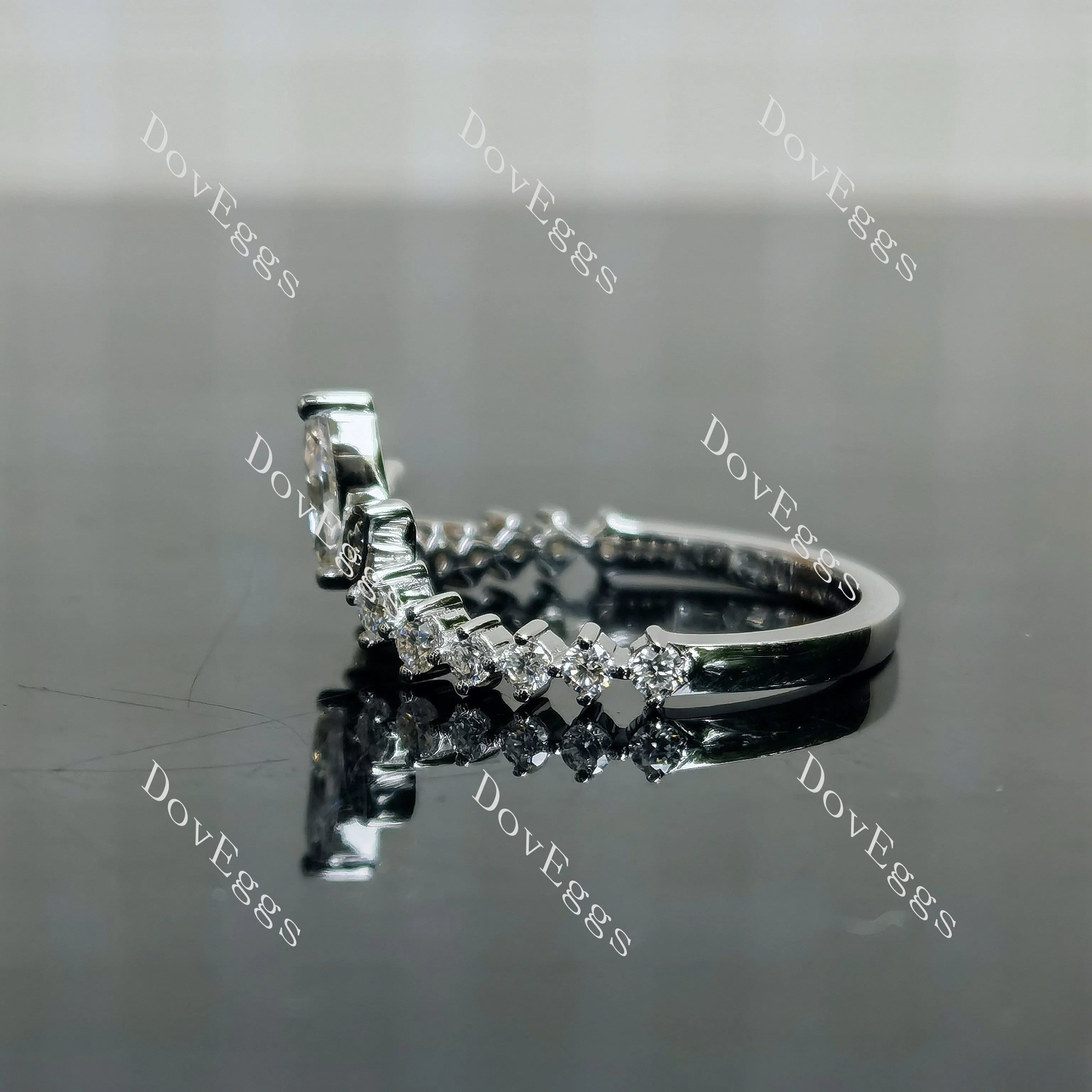Doveggs marquise round pave moissanite/lab grown diamond wedding band-2.0mm band width