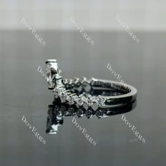 Doveggs marquise round pave moissanite/lab grown diamond wedding band-2.0mm band width