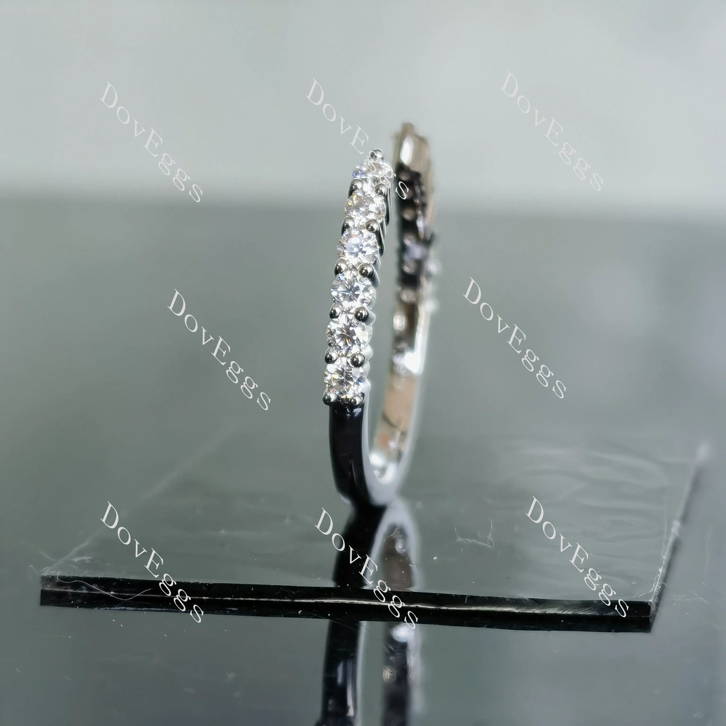 Doveggs round pave moissanite/lab grown diamond wedding band-2.2mm band width