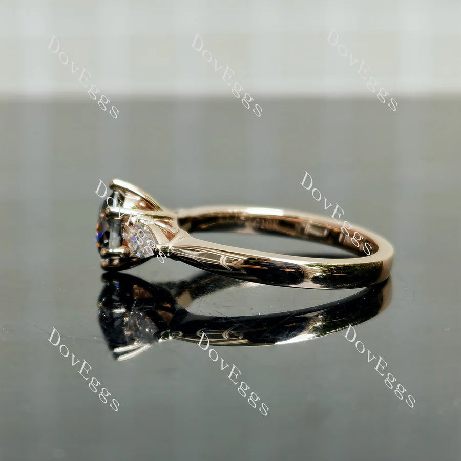 Doveggs three-stone engagement ring semi-mount only(Exclusively to DovEggs Stones)