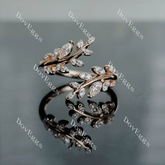 Doveggs round art deco leaf moissanite/lab grown diamond wedding band-1.8mm band width