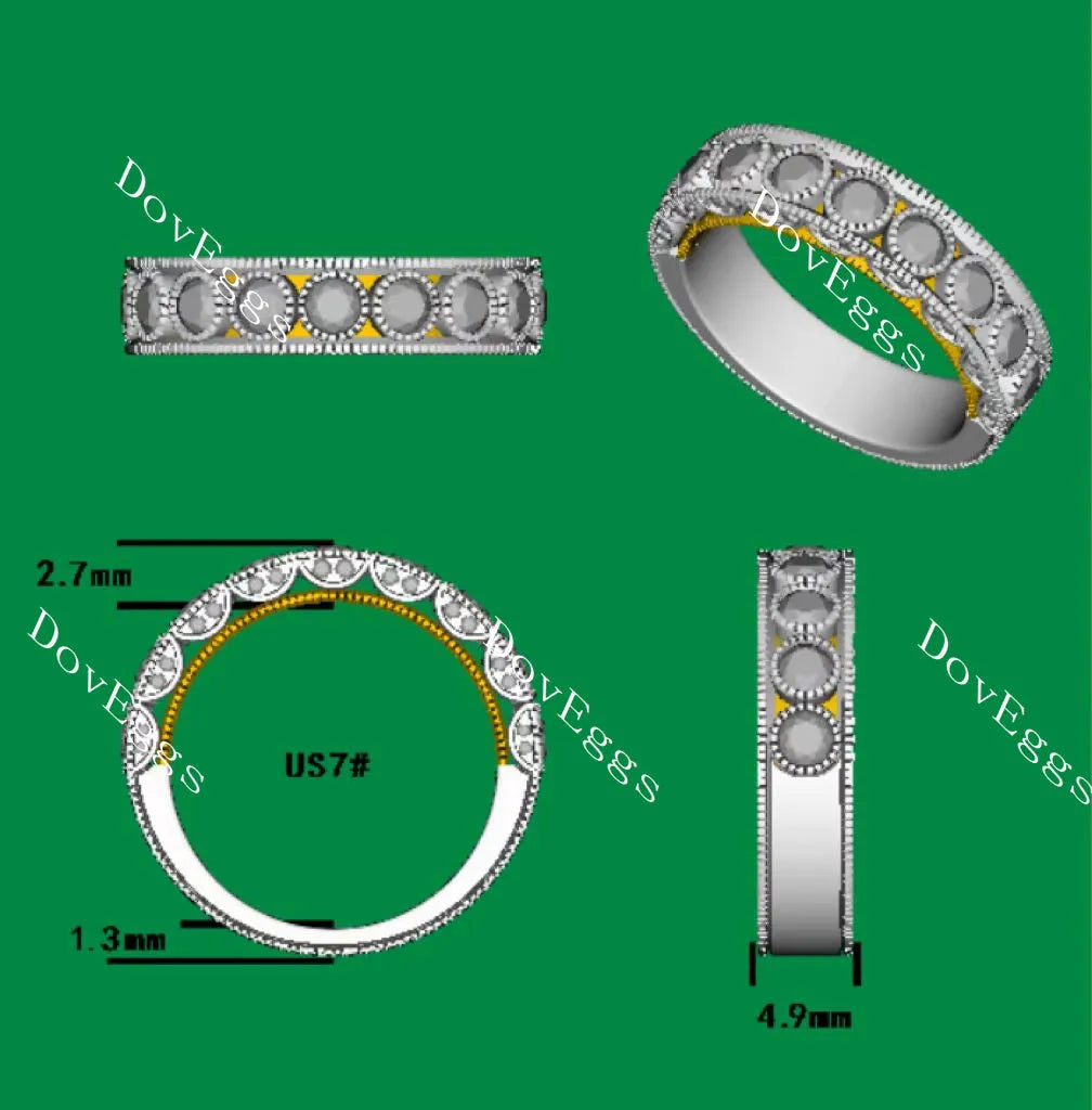Doveggs bezel setting moissanite/lab grown diamond wedding band-4.9mm band width