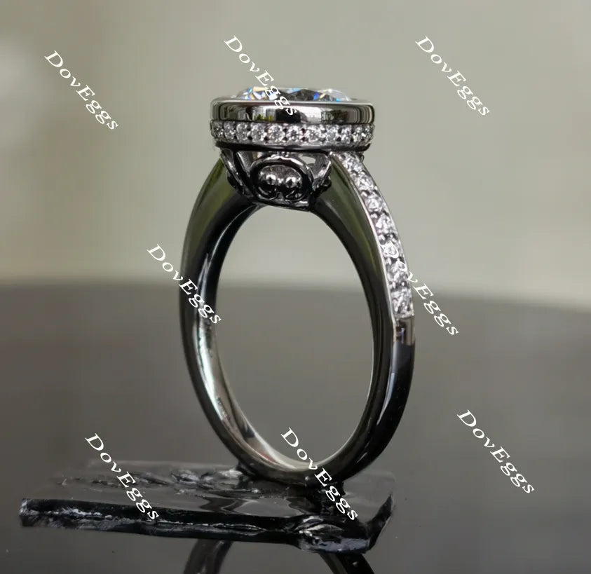 Doveggs round half eternity pave moissanite engagement ring