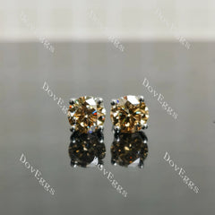 Doveggs 1ct/per round 2cttw Champagne color sterling silver moissanite earrings