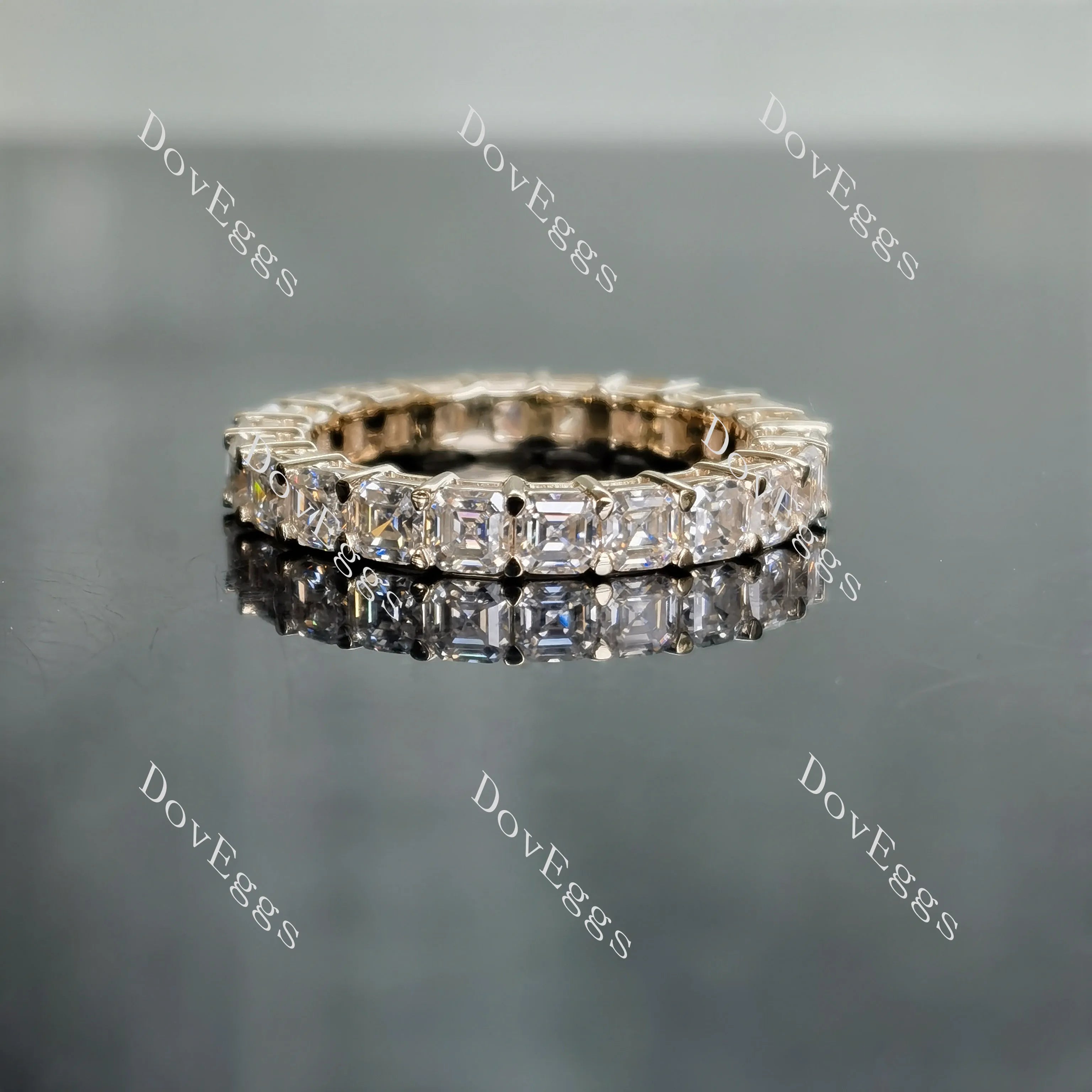 Doveggs asscher full eternity pave moissanite wedding band-3.3mm band width