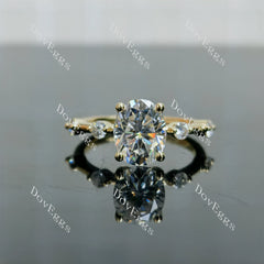 Doveggs oval side stones moissanite engagement ring