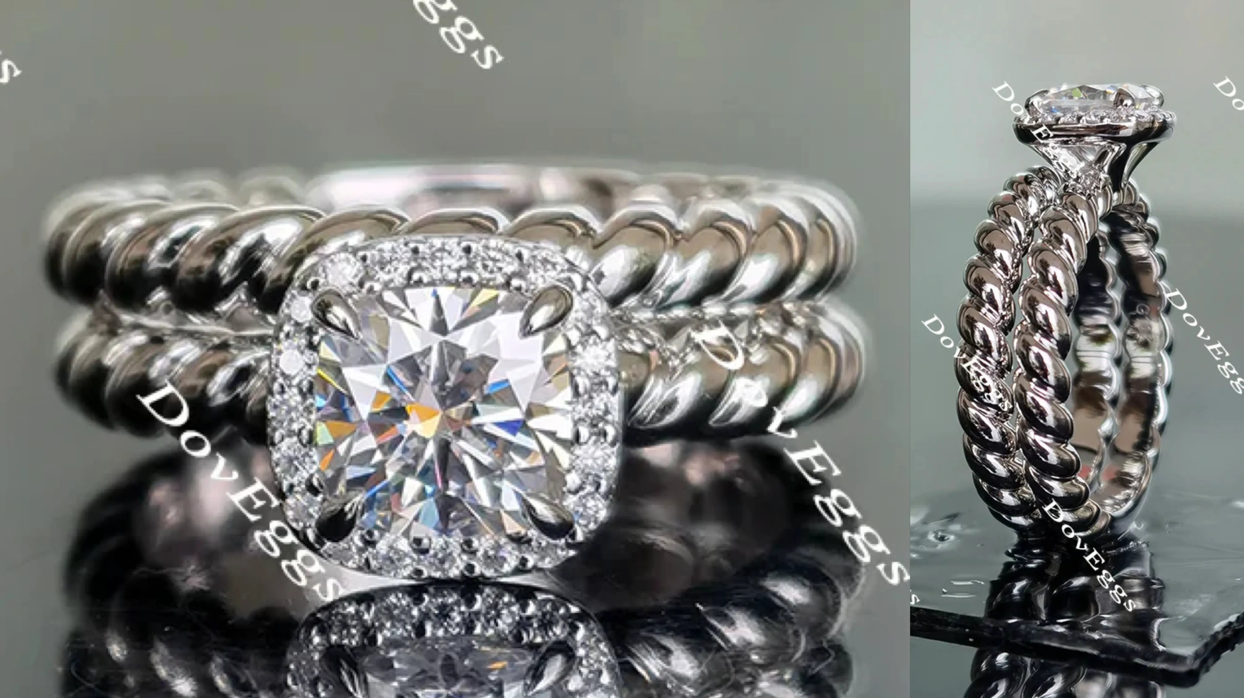Doveggs cushion halo moissanite engagement ring (engagement ring only)