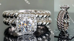 Doveggs cushion halo moissanite engagement ring (engagement ring only)