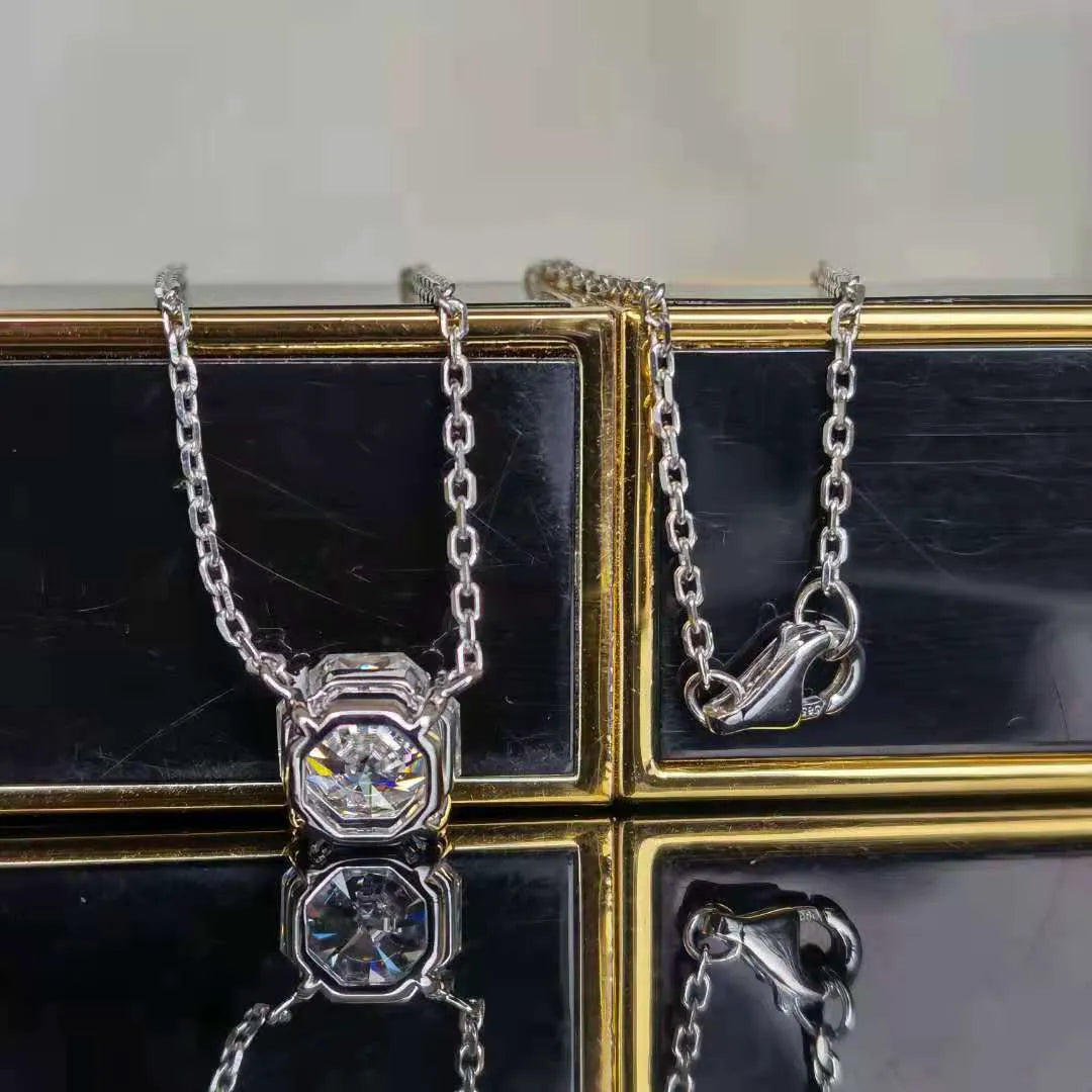 Doveggs octagon solitaire brilliant moissanite pendant necklace