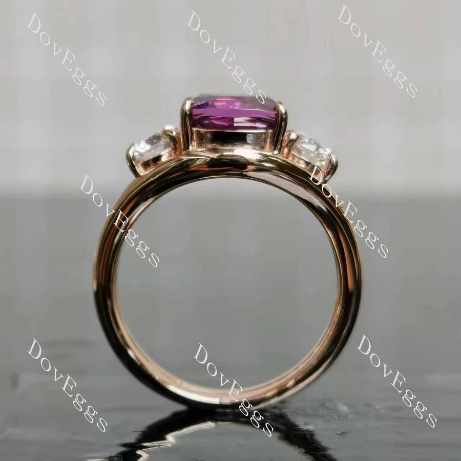Jadea pave split shanks three stones engagement ring semi-mount only(Exclusively to DovEggs Stones)