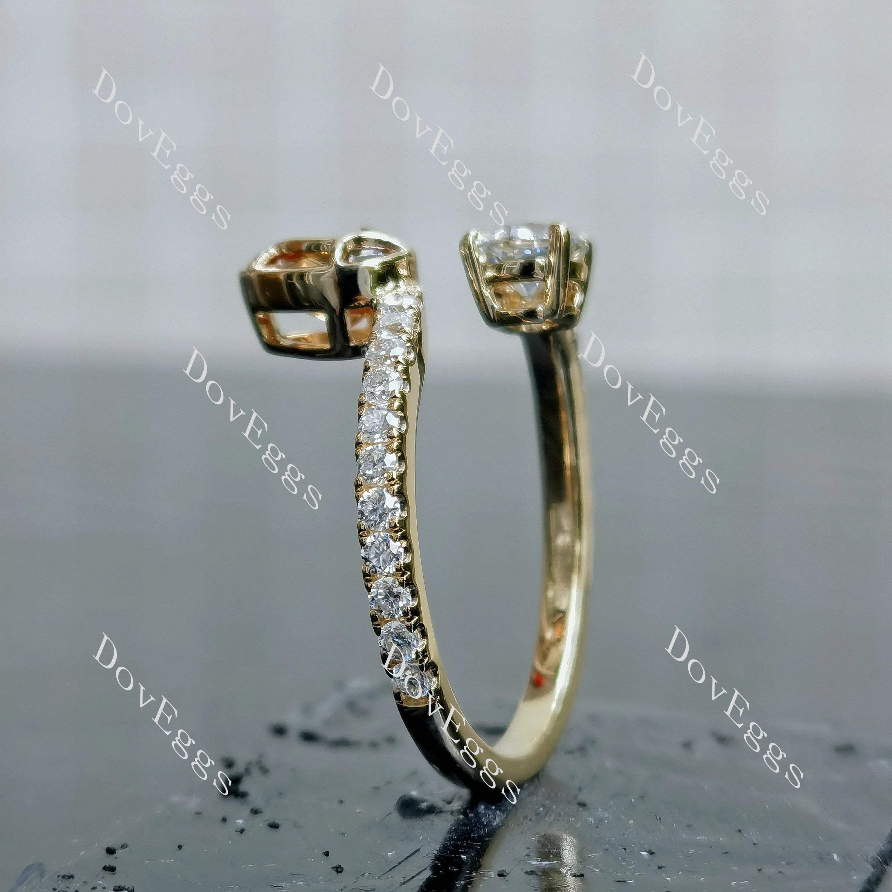 Fire Lotus Pear Round Pave Lab Grown Diamond Engagement Ring