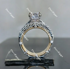 Doveggs Radiant Vintage/Antique Moissanite bridal set(2rings)