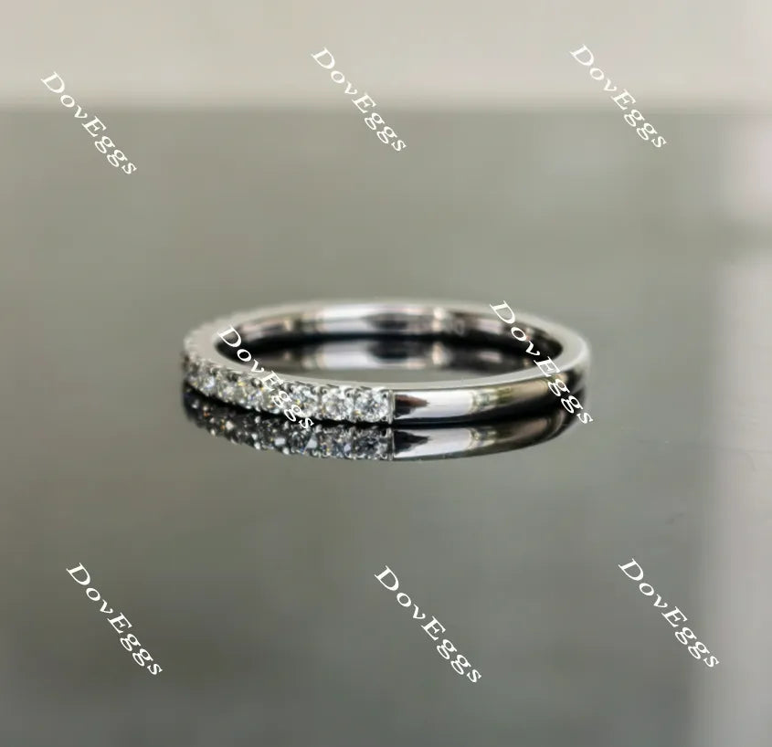Doveggs half eternity pave moissanite/lab grown diamond guard ring/wedding band-1.8mm band width
