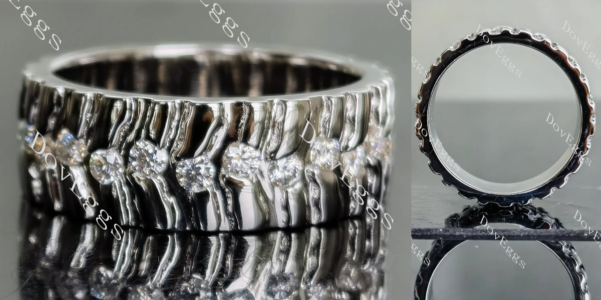Doveggs round full eternity moissanite/lab grown diamond wedding band-9mm band width