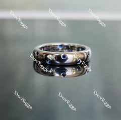 Doveggs round intense royal blue sapphire colored gem band-4.0mm band width