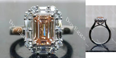 The Bella Bleue Emerald Pave Halo Fancy Intense Pink Lab Grown Diamond Engagement Ring