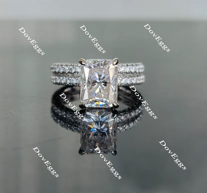 doveggs paved radiant moissanite bridal set (2 rings)