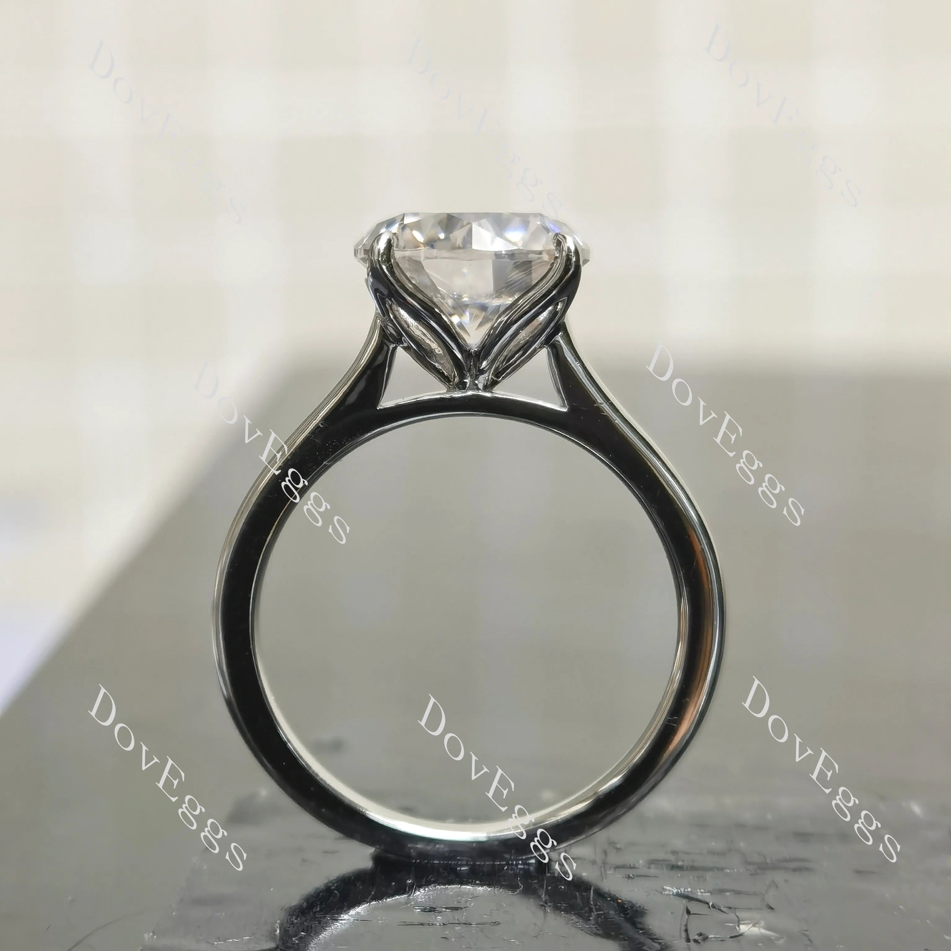 (size 5.5) Doveggs sterling silver 3ct Round moissanite engagement ring