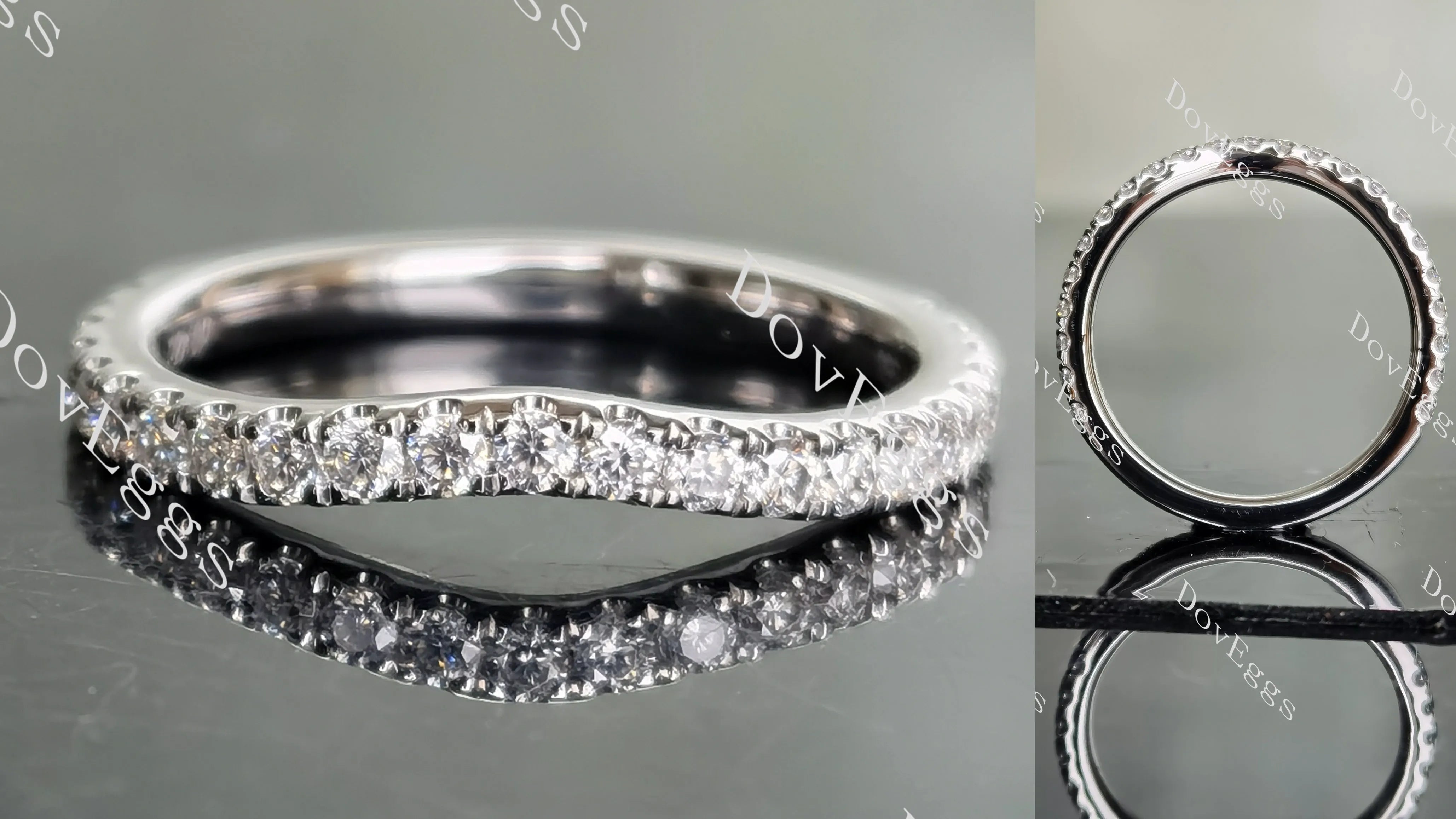 Doveggs round moissanite/lab grown diamond wedding band for women-2.0mm band width