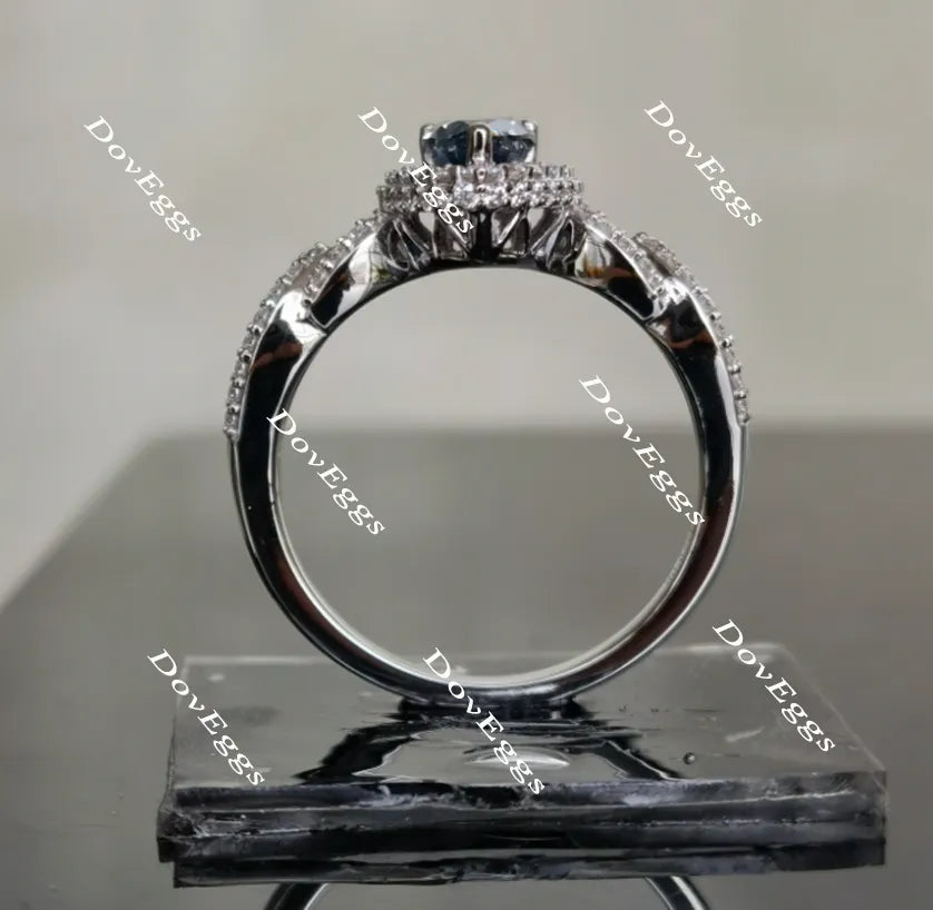Sassanach pear pave moissanite engagement ring