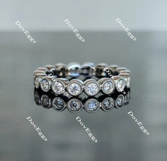 Doveggs round full eternity moissanite/lab grown diamond wedding bands-3.3mm band width