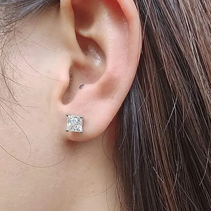 Doveggs sterling silver 2cttw GHI color princess moissanite stud earrings