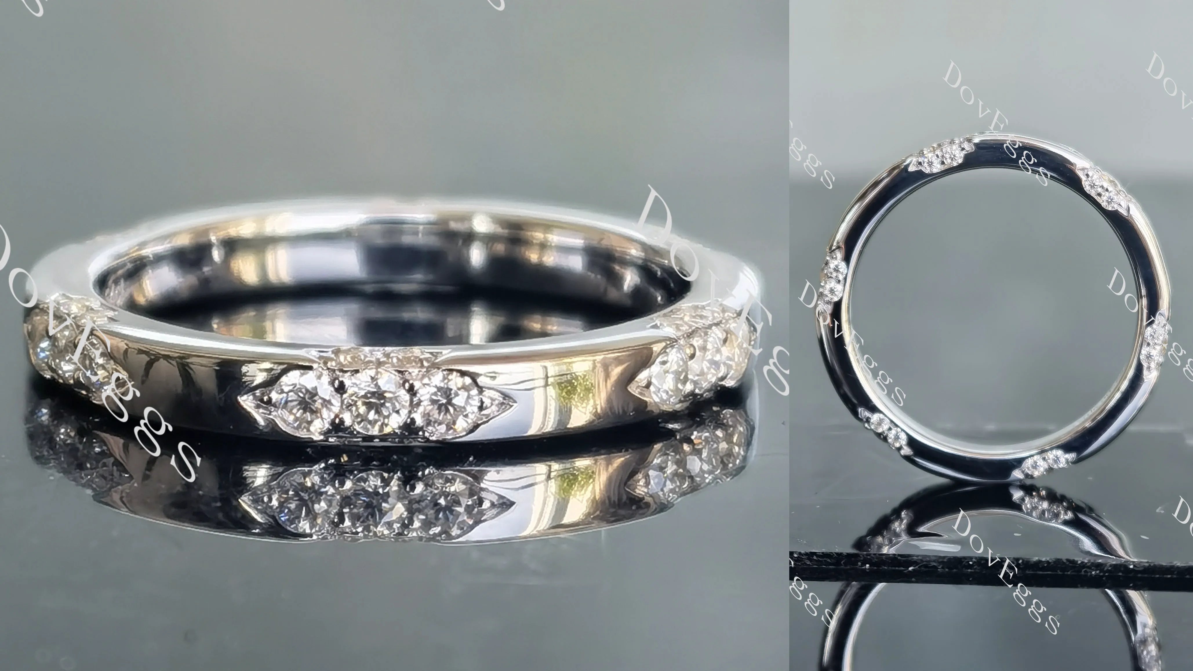 Doveggs round art deco moissanite/lab grown diamond wedding band-2.5mm band width