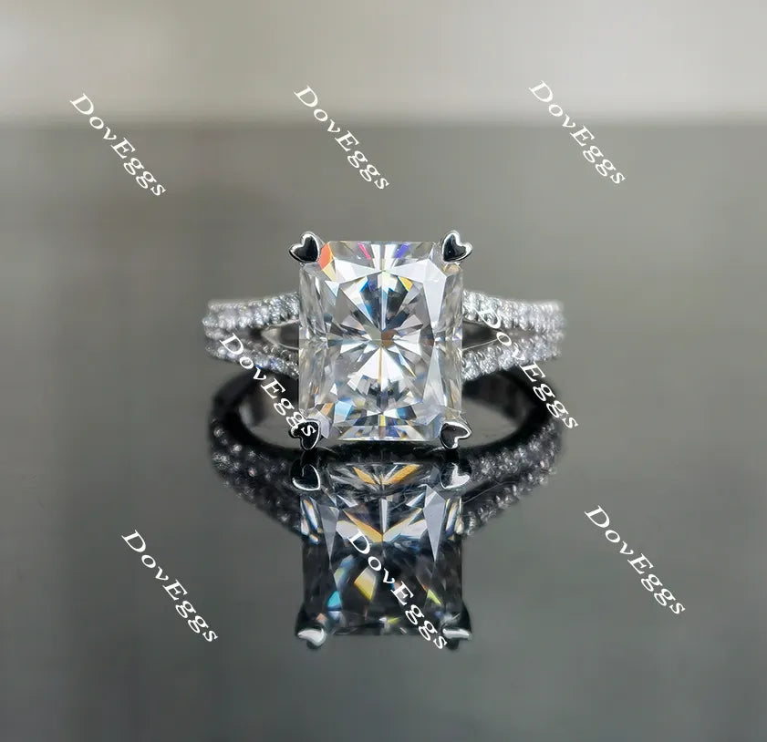 Doveggs radiant split shank pave moissanite engagement ring