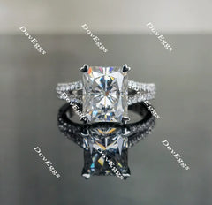 Doveggs radiant split shank pave moissanite engagement ring