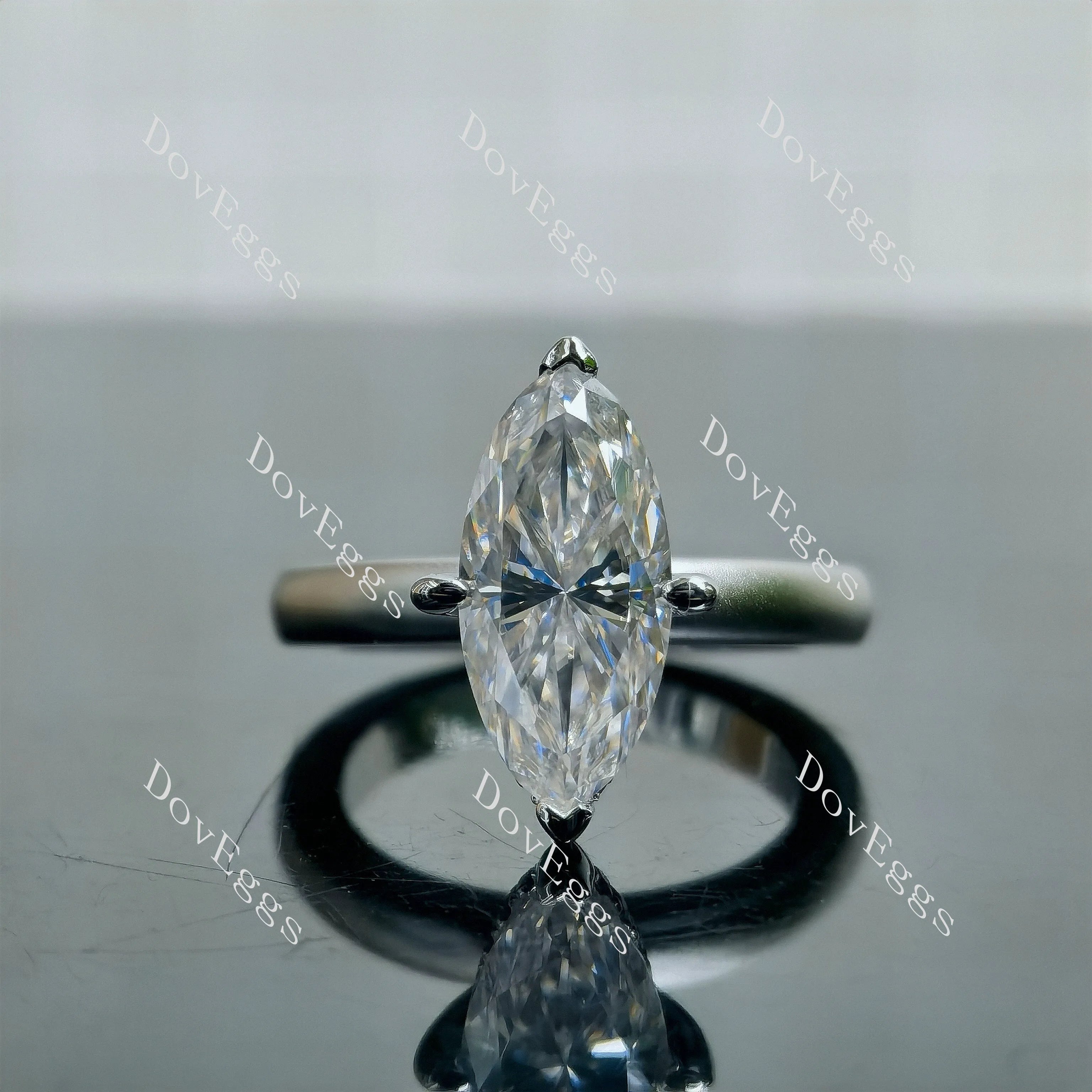 Doveggs Marquise Modified H&A cut hidden halo moissanite engagement ring