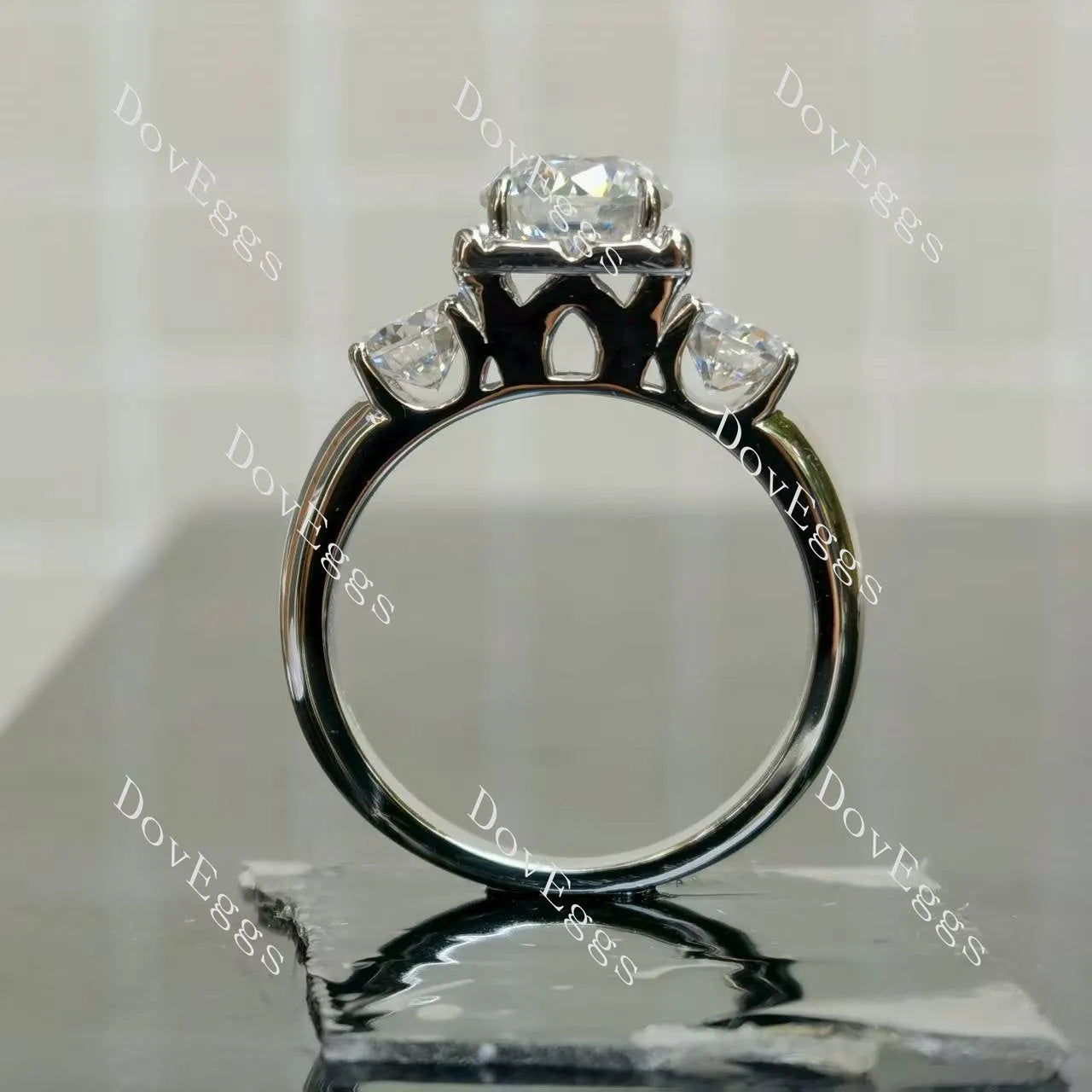 (size 10.5) Doveggs sterling silver 2ct round nova cut moissanite bridal set(2 rings)