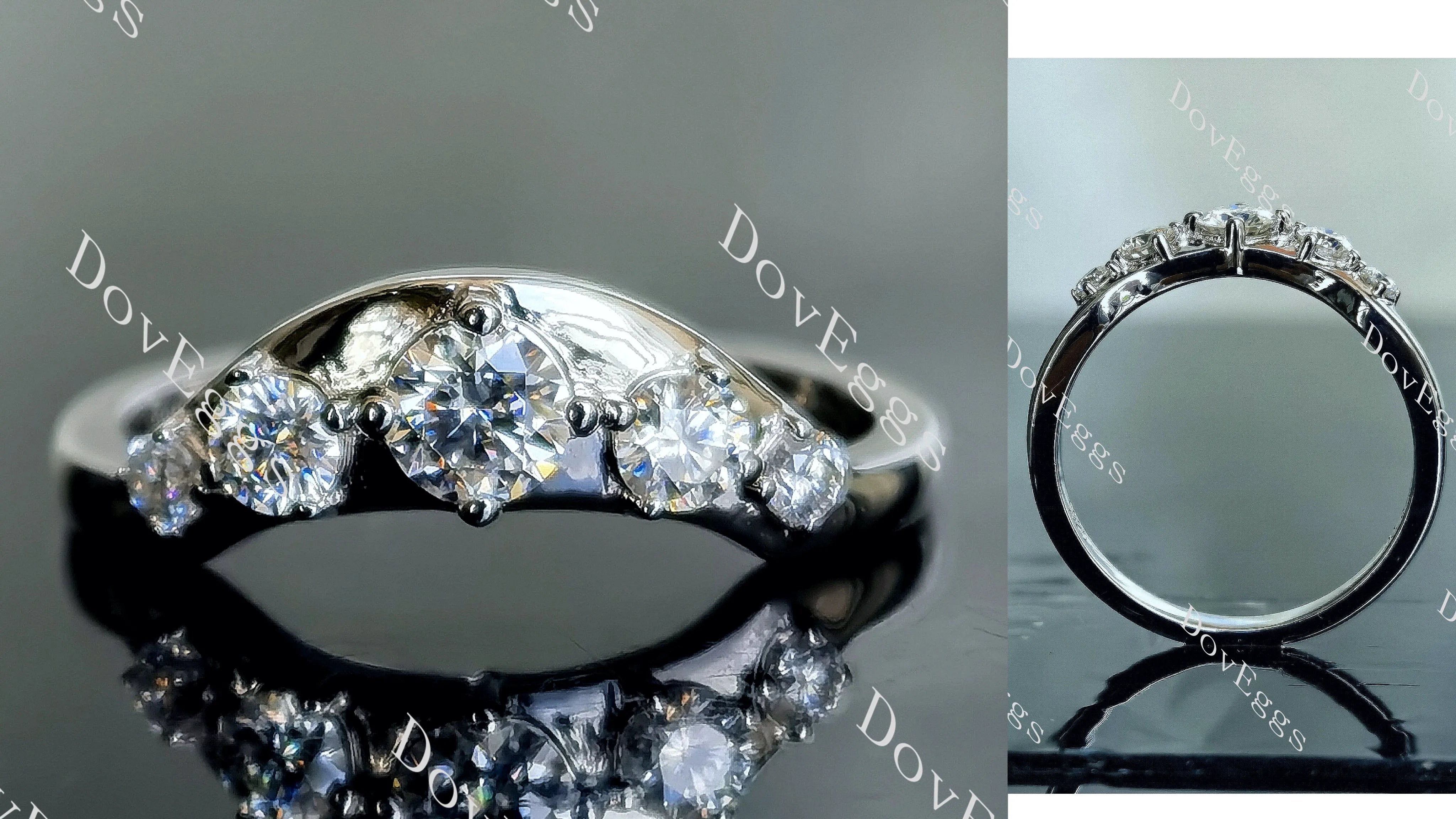 Doveggs round pave moissanite/lab grown diamond wedding band-2.1mm band width